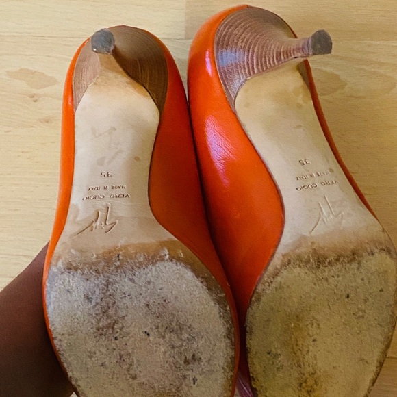 Giuseppe Zanotti Orange- Peep Toe Heels- Sz 35 - Picture 5 of 7